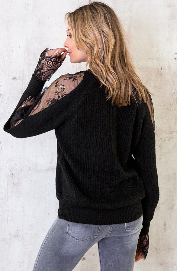 Trui Kanten Mouwen Zwart – shoparchief, foto 5