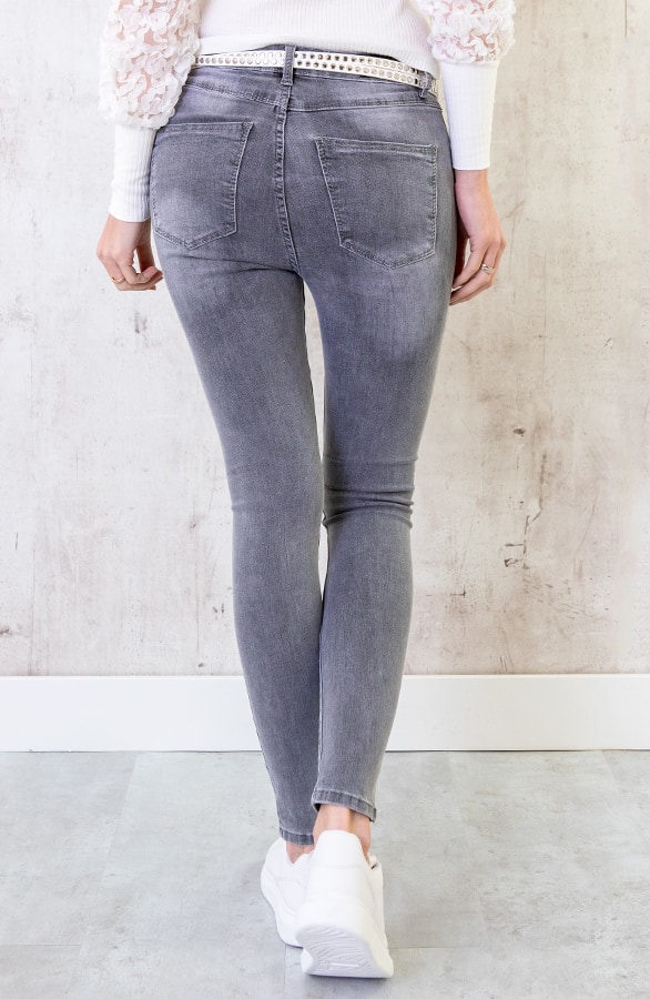 High Waist Skinny Jeans Grijs – shoparchief, foto 4