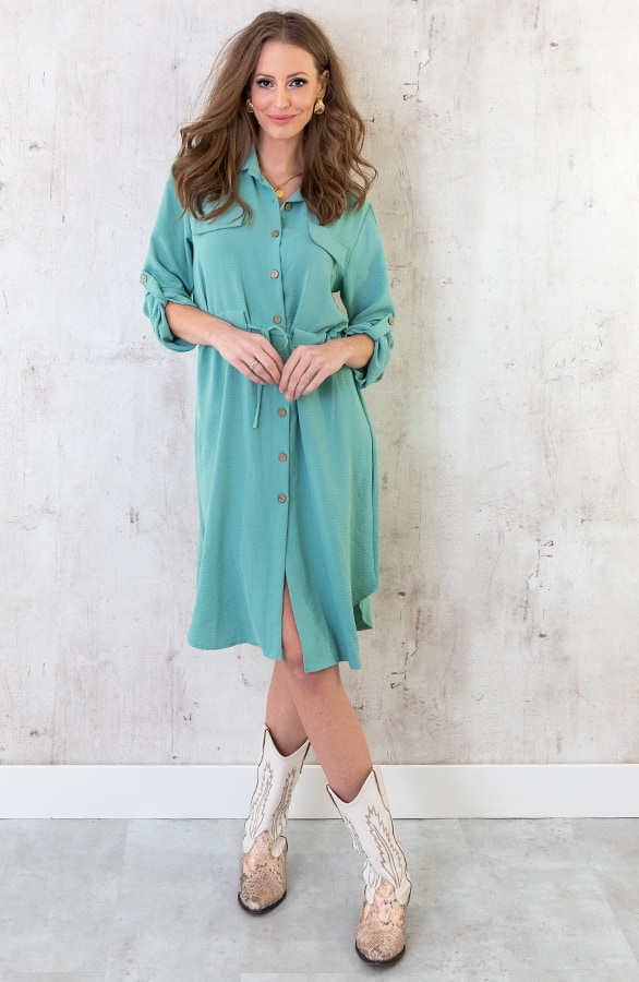 Knopen Jurk Mint – shoparchief, foto 5