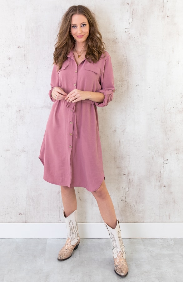 Knopen Jurk Roze – shoparchief, foto 7