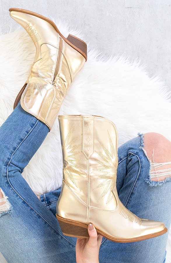 Leren Cowboylaarzen Goud – shoparchief, foto 7