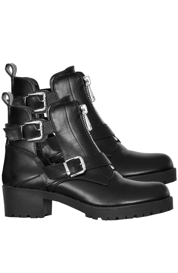 Leren Cut Out Boots Zwart – shoparchief