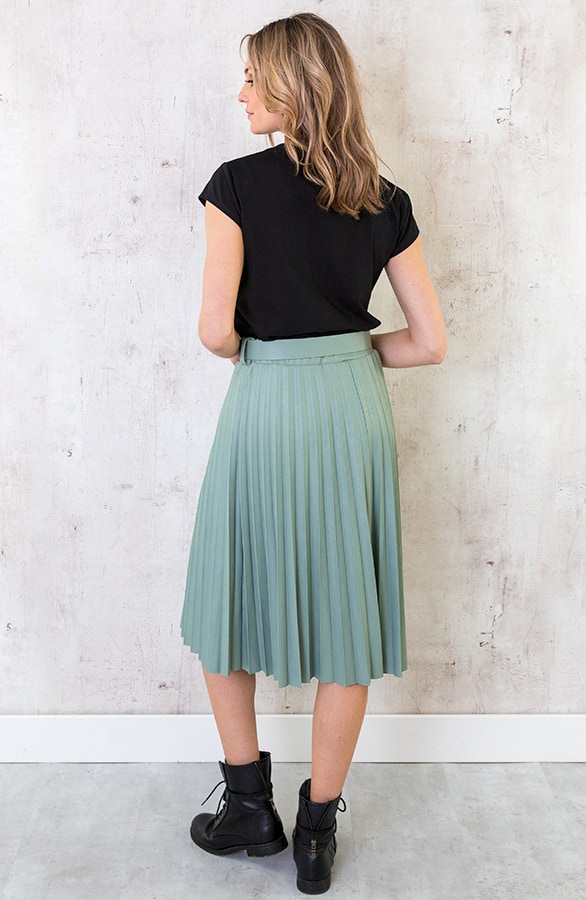 Leren Plisse Rok Mintgroen – shoparchief, foto 5