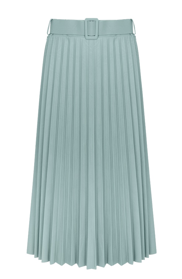 Leren Plisse Rok Mintgroen – shoparchief