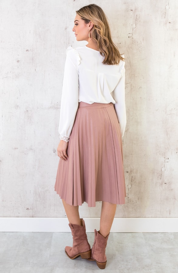 Leren Plisse Rok Roze – shoparchief, foto 4