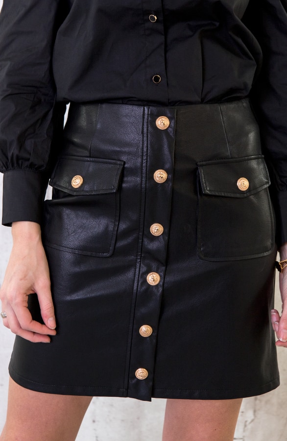 Leren Rok Met Knopen Zwart – shoparchief, foto 2