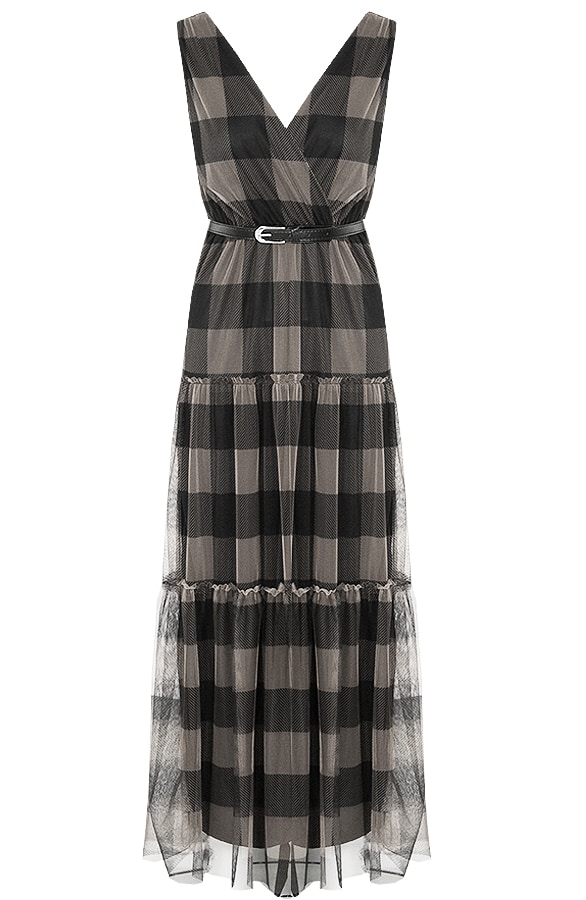 Maxi Jurk Geblokt Beige – shoparchief, foto 7