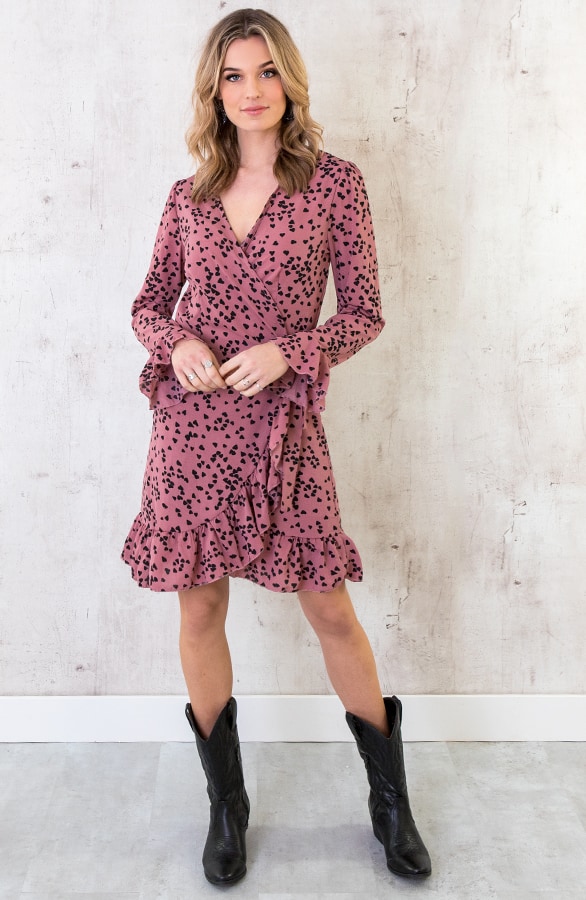 Overslag Jurk Hartjes Oud Roze – shoparchief, foto 2