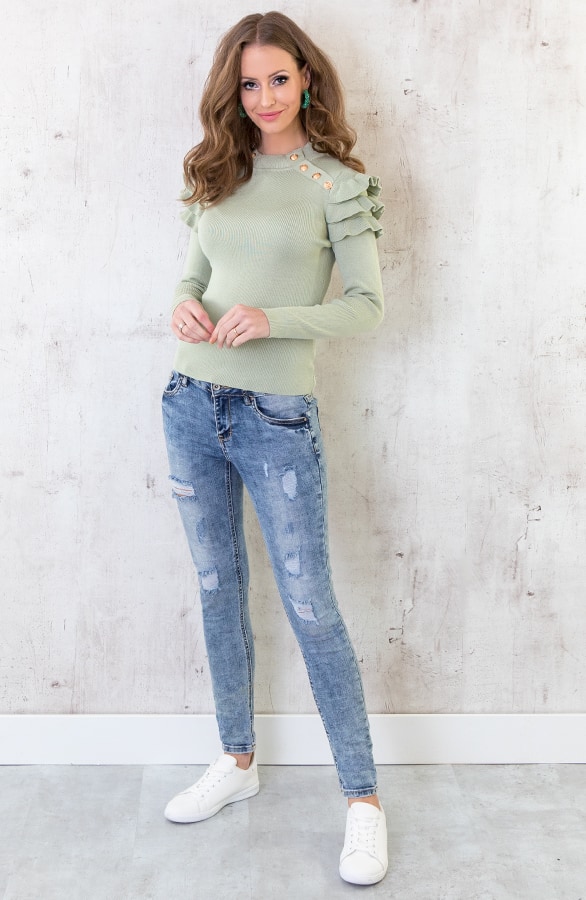 Ruches Trui Deluxe Pastelgroen – shoparchief, foto 3