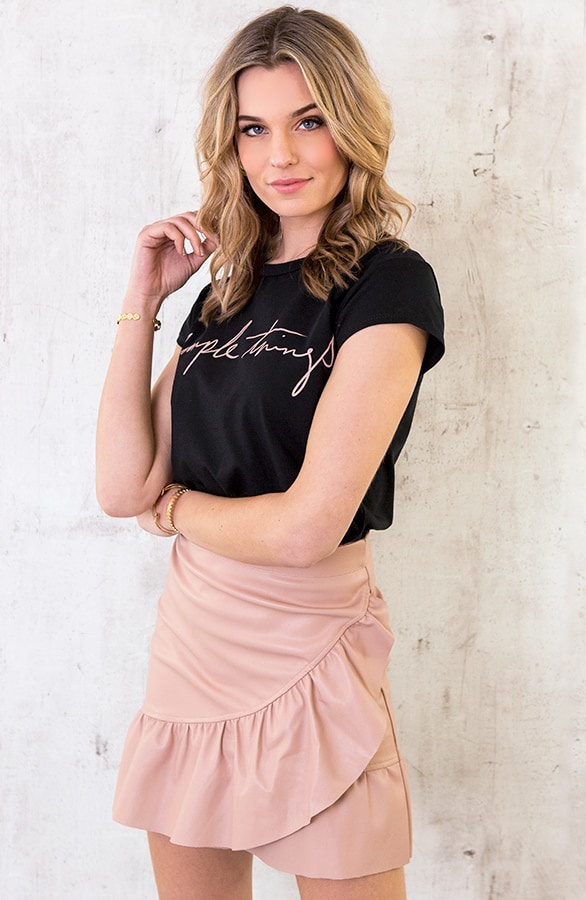 Leren Ruffle Rok Roze – shoparchief, foto 4