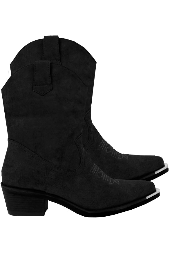 Suede Cowboylaarzen Metallic Zwart – shoparchief