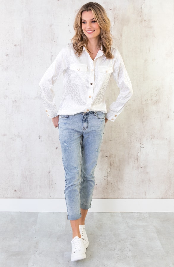 Zijde Leopard Blouse Wit – shoparchief