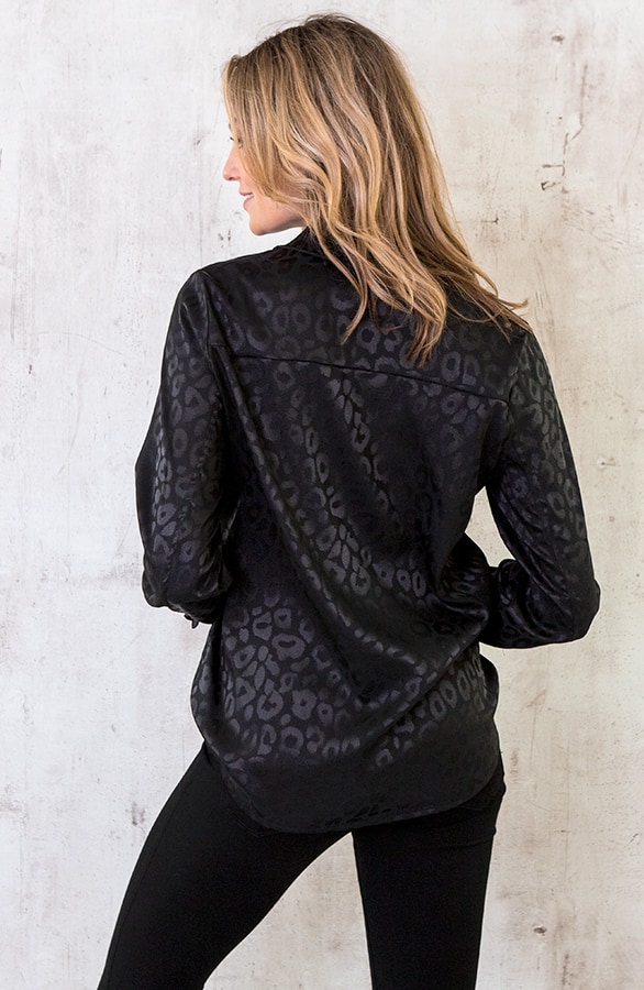 Zijde Leopard Blouse Zwart – shoparchief, foto 5