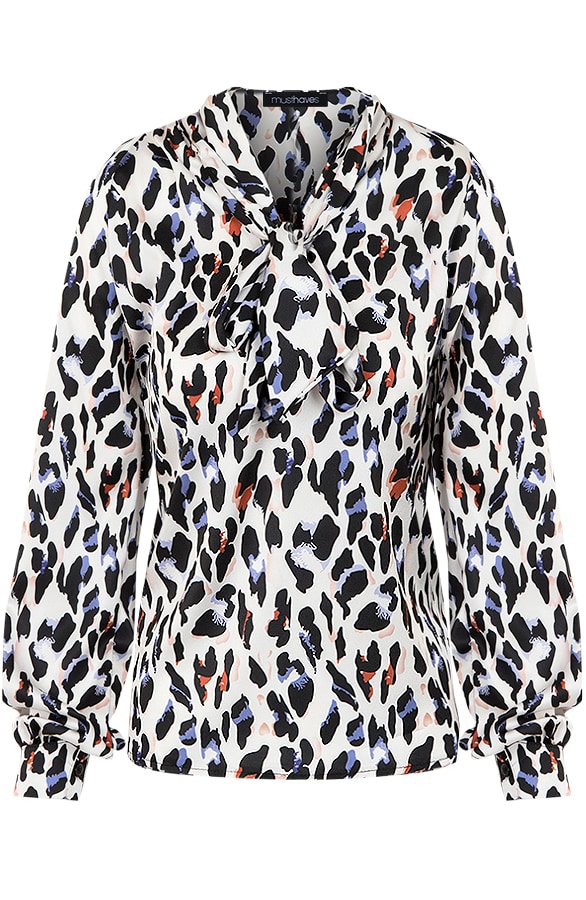 Zijde Panter Blouse Met Strik – shoparchief