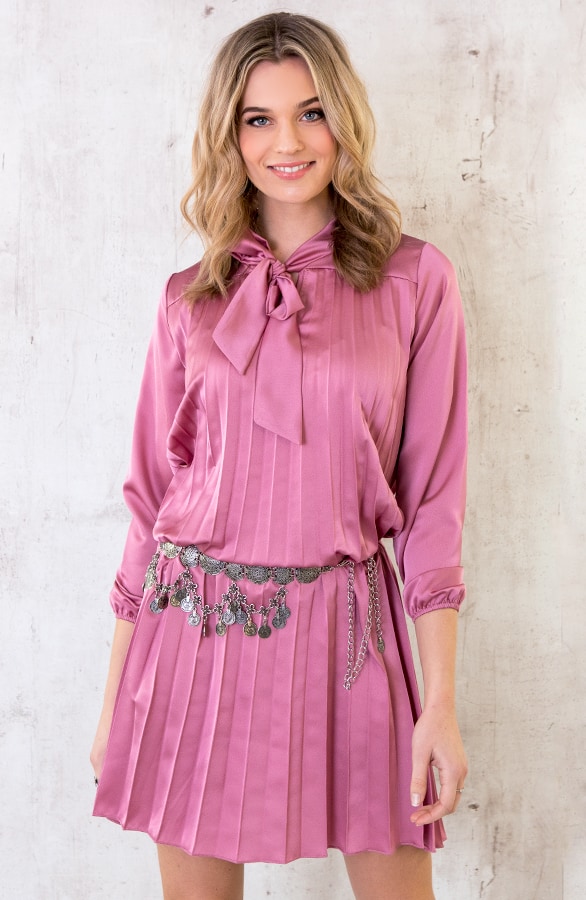 Zijde Plisse Tuniek Oud Roze – shoparchief, foto 2