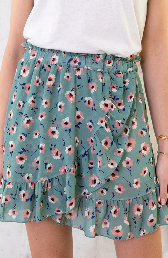 Bloemen Overslag Rok Mintgroen – shoparchief, foto 2