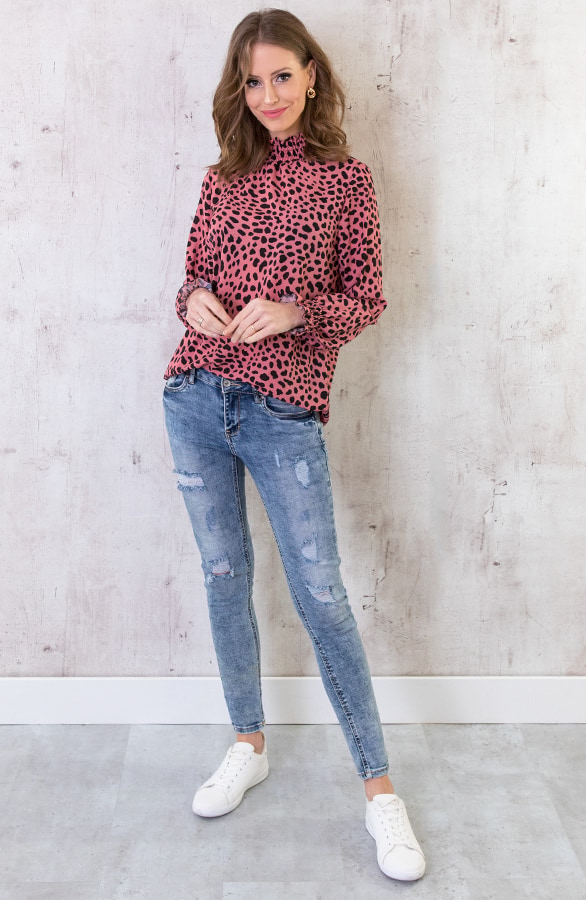 Cheetah Col Blouse Oud Roze – shoparchief, foto 5