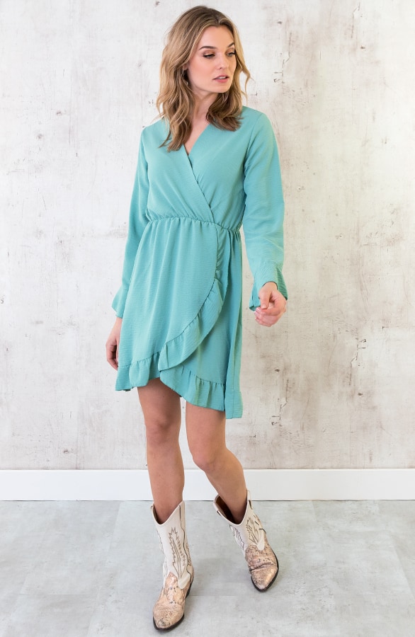 Jurk Met Overslag Mint – shoparchief, foto 4
