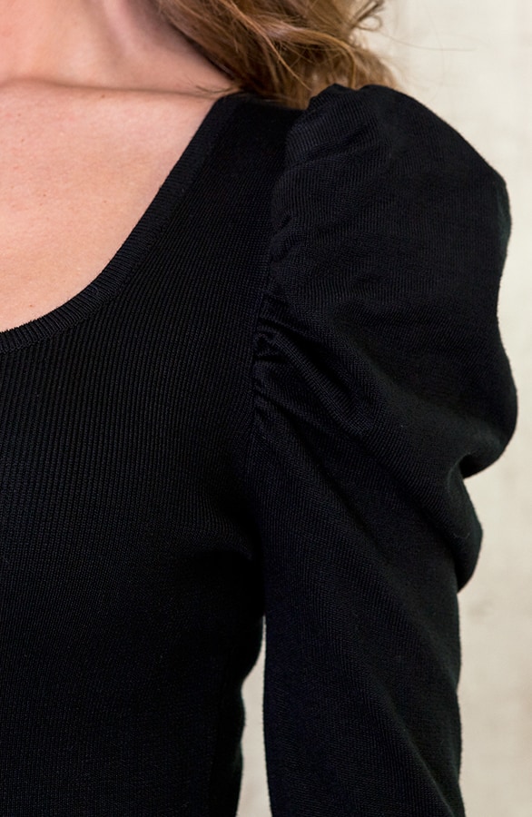 Jurk Pofmouwen Dames Zwart – shoparchief, foto 7