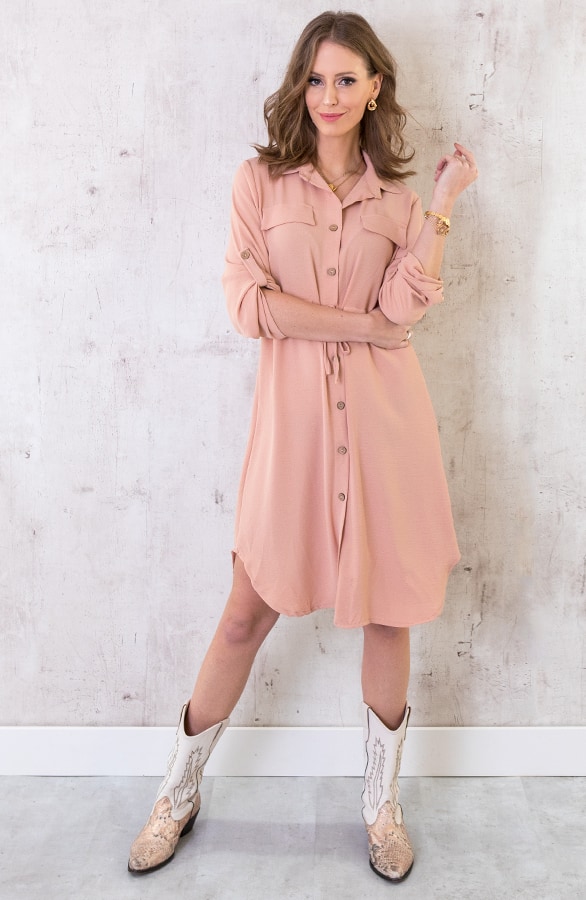 Knopf Kleid Lachsrosa, Shoparchiv, Foto 3