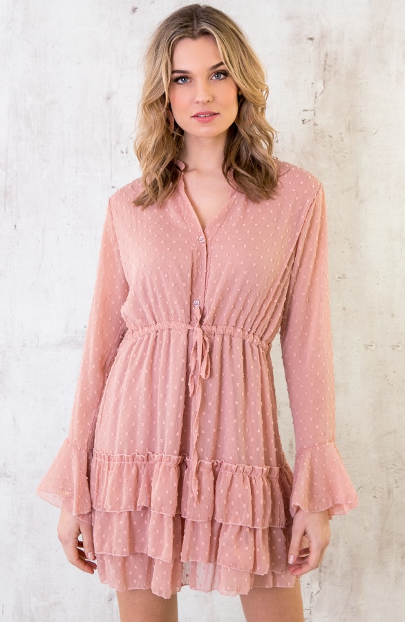 Laagjes Stippen Jurk Oud Roze – shoparchief, foto 2