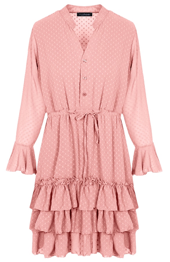 Laagjes Stippen Jurk Oud Roze – shoparchief