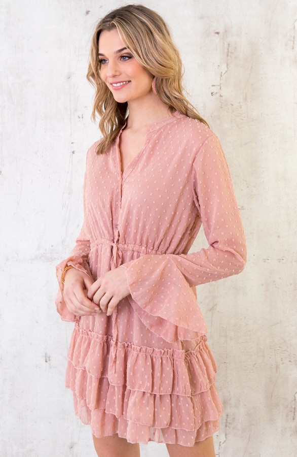 Laagjes Stippen Jurk Oud Roze – shoparchief, foto 4