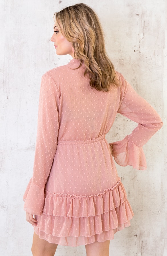 Laagjes Stippen Jurk Oud Roze – shoparchief, foto 5