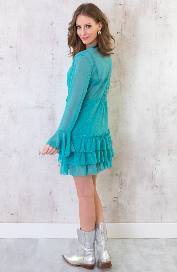 Laagjes Stippen Jurk Turquoise – shoparchief, foto 5