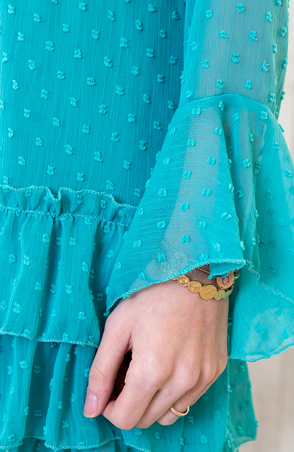 Laagjes Stippen Jurk Turquoise – shoparchief, foto 6