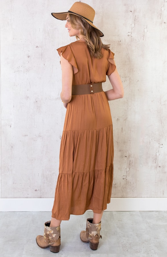 Maxi Jurk Dames Cognac – shoparchief, foto 5