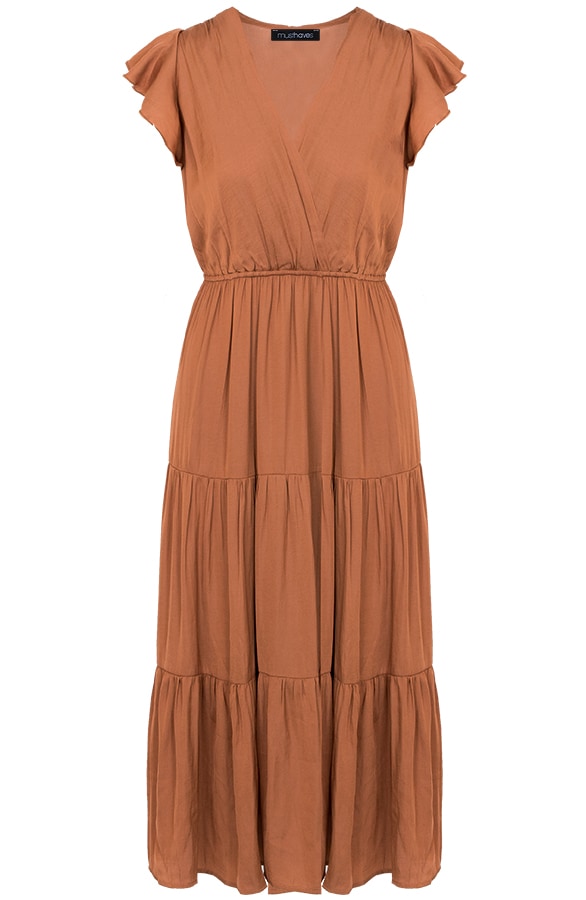 Maxi Jurk Dames Cognac – shoparchief