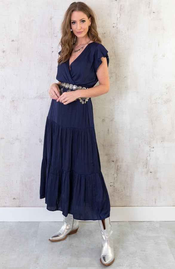 Maxi Jurk Dames Marine – shoparchief, foto 4