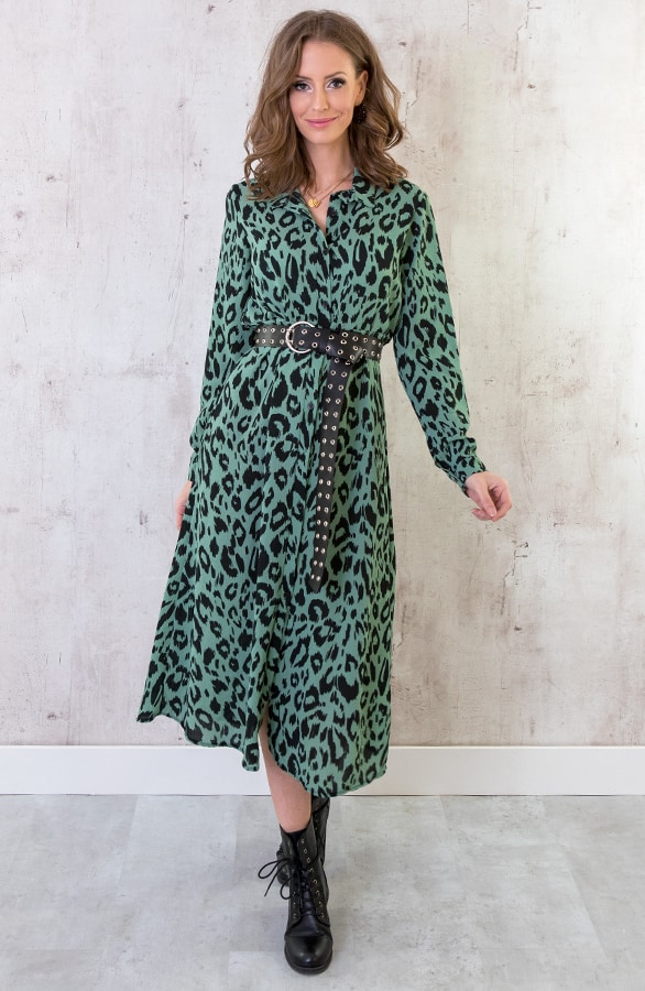Maxi Jurk Panterprint Groen – shoparchief, foto 6