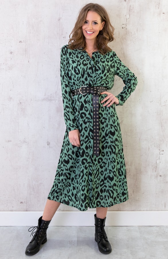 Maxi Jurk Panterprint Groen – shoparchief, foto 4