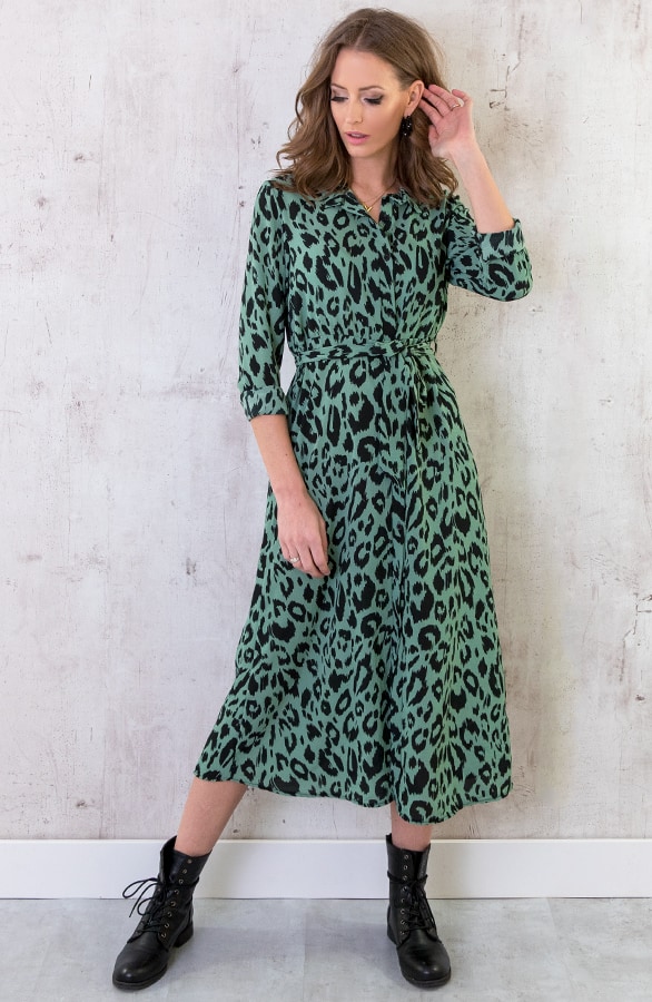 Maxi Jurk Panterprint Groen – shoparchief, foto 2