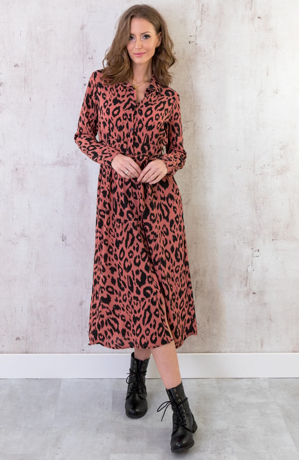 Maxi Jurk Panterprint Koraal – shoparchief, foto 3