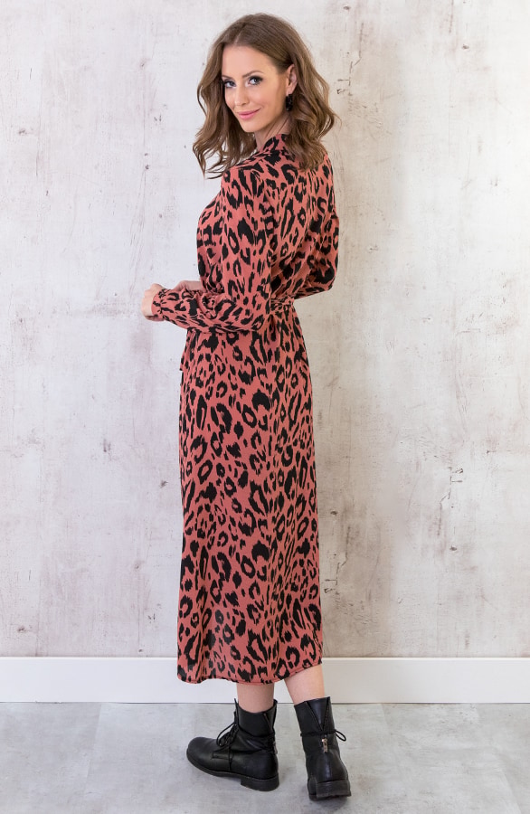 Maxi Jurk Panterprint Koraal – shoparchief, foto 4