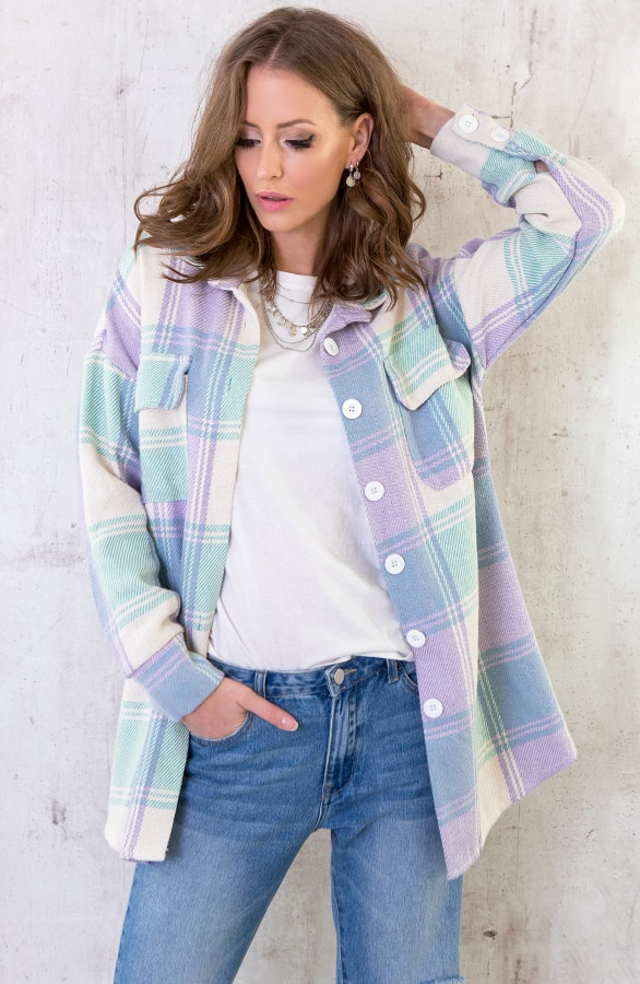 Oversized Blouse Geblokt Lila – shoparchief, foto 5
