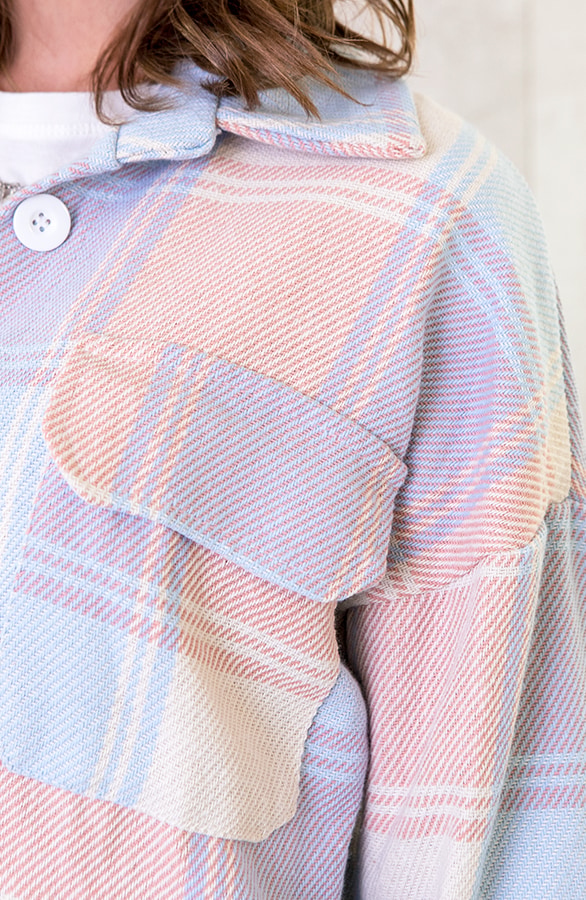 Oversized Blouse Geblokt Roze – shoparchief, foto 6