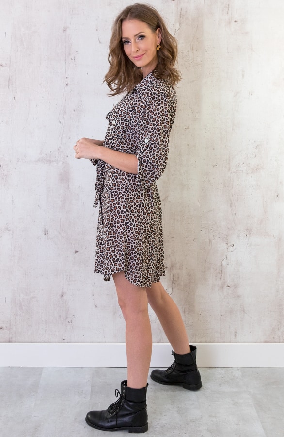 Panter Knopen Jurk Creme – shoparchief, foto 4