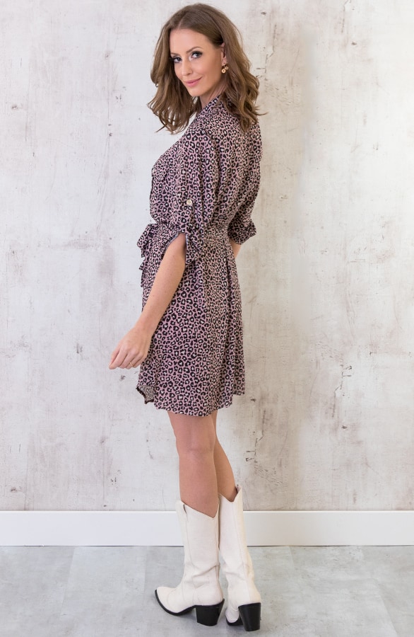 Panter Knopen Jurk Roze – shoparchief, foto 4