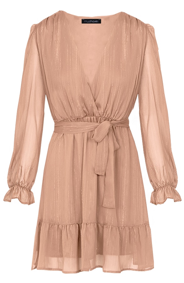 Ruches Jurk Deluxe Camel – shoparchief