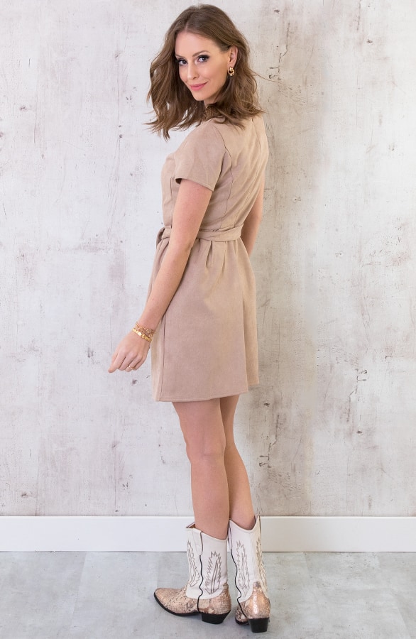 Suede Jurk Taupe – shoparchief, foto 7