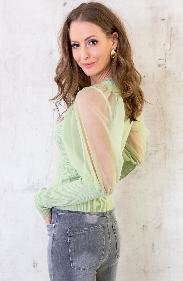 Trui Tule Pofmouwen Mint – shoparchief, foto 2
