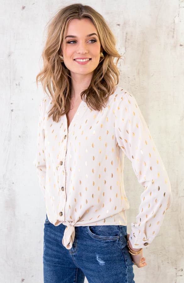 Veren Strik Blouse Creme – shoparchief, foto 3