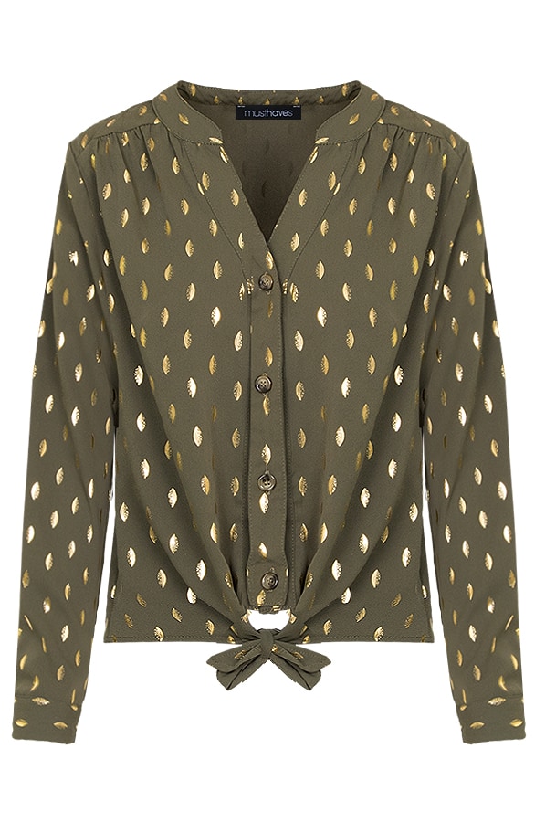 Veren Strik Blouse Legergroen – shoparchief