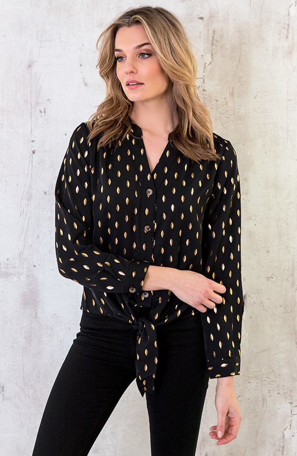 Veren Strik Blouse Zwart – shoparchief, foto 2