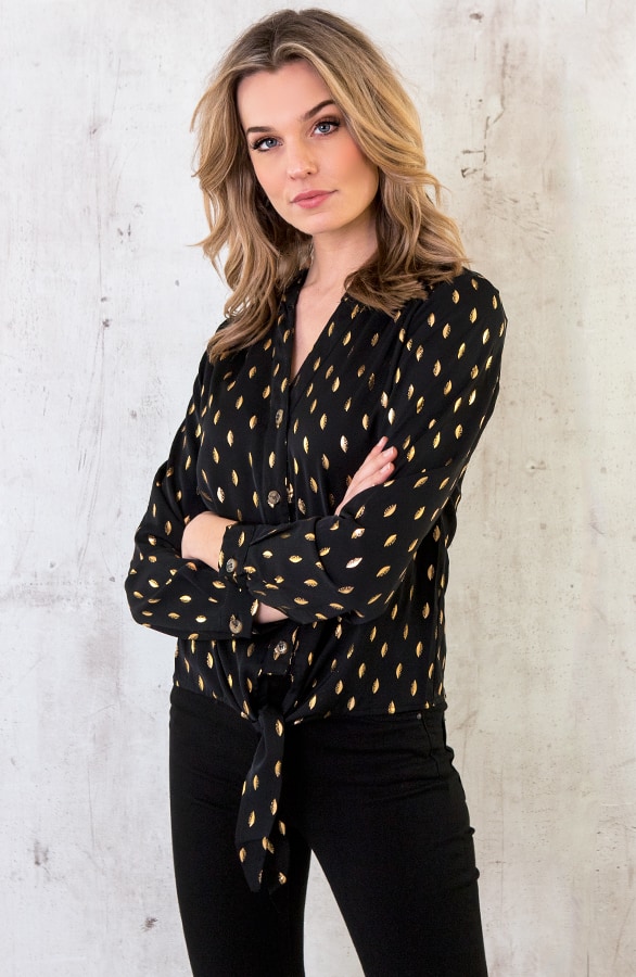 Veren Strik Blouse Zwart – shoparchief, foto 3