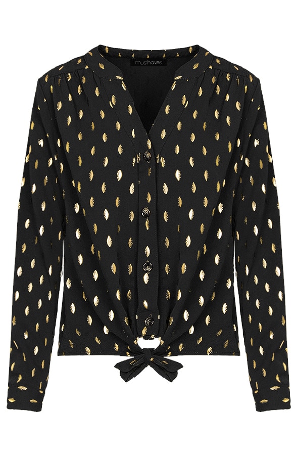 Veren Strik Blouse Zwart – shoparchief